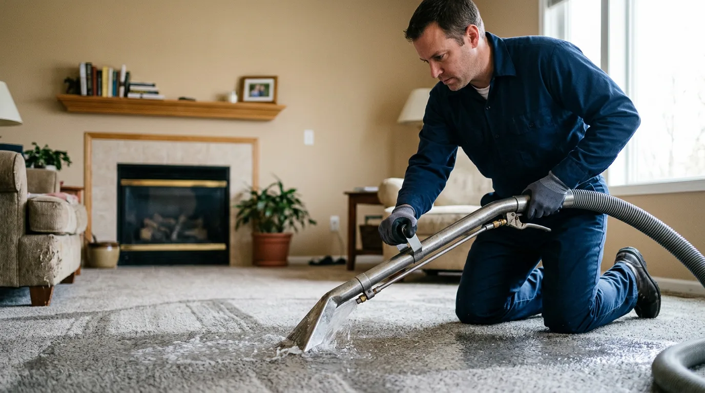 Water damage restoration technician working near Otis Orchards, WA